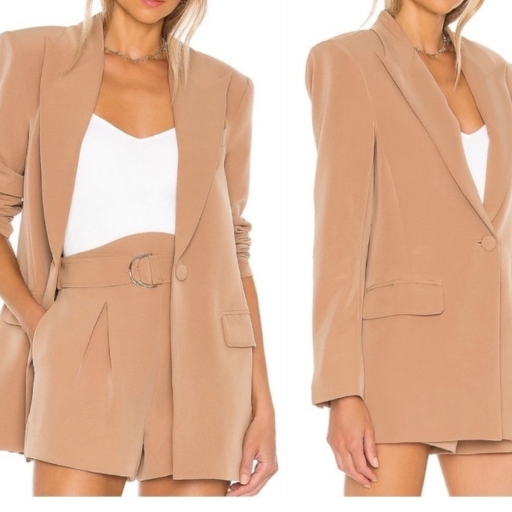 Camila Coelho Morena Blazer In Nude Toffee Size Medium